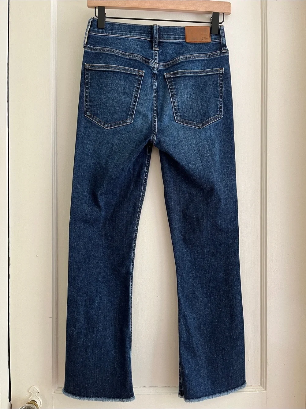 J.Crew Denim Billie Demi Boot Crop Dark Wash Raw Hem Button Fly Classic Jeans